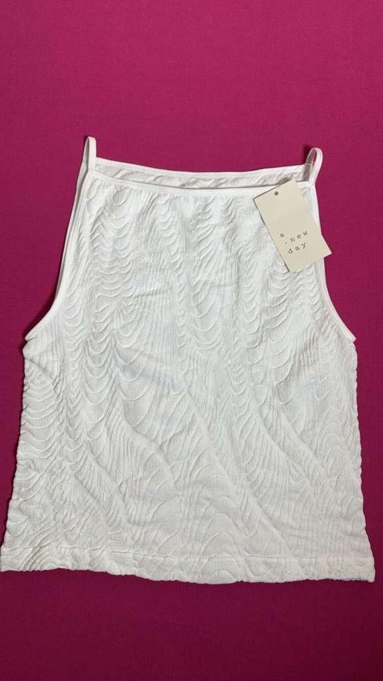 A New Day White Textured Sleeveless Top Size M Stretch Casual New